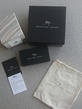 Michael Aram Black Gift Box with Cream Fabric Pouch